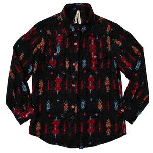 Roper Western Shirt S Youth Girls 4 / 5 Small Black Aztec Red Blue Snaps NWT New